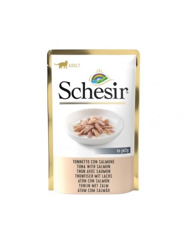 Pouch Comida húmeda Schesir para gatos 85 gr sopa de atún con calamares  PESO 85 g